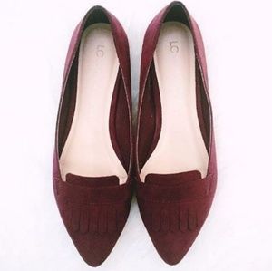 Lauren Conrad LC burgundy faux suede loafers